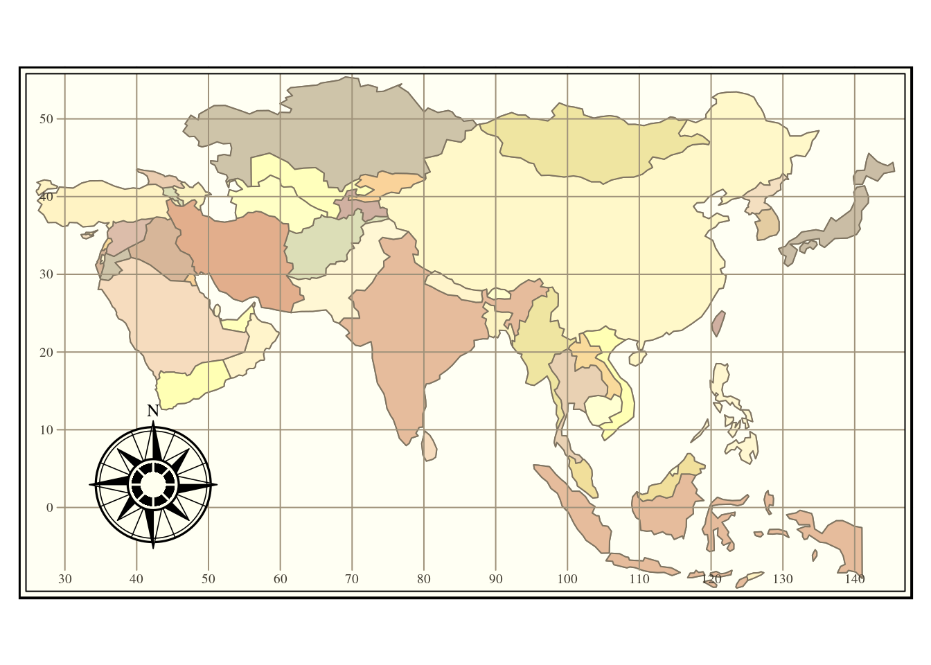 Filtering out the continent ofAsia from the natural earth countries layer.