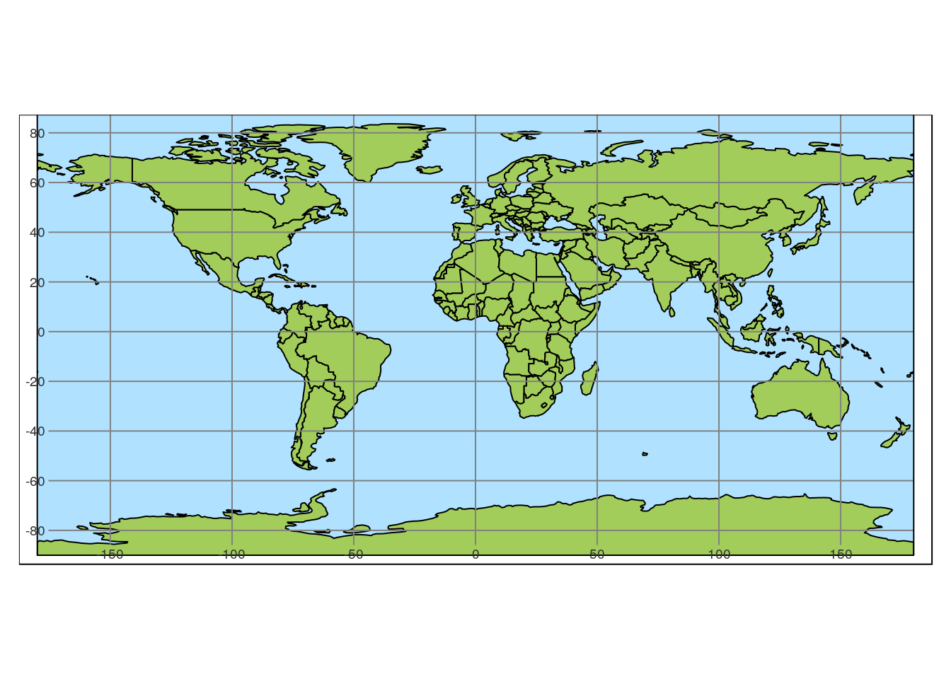 Natural earth countries layer unprojected (EPSG:4326) 