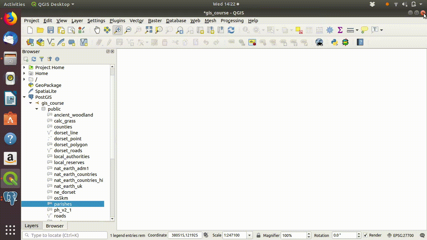 Using the data base manager in QGIS to inspect tables
