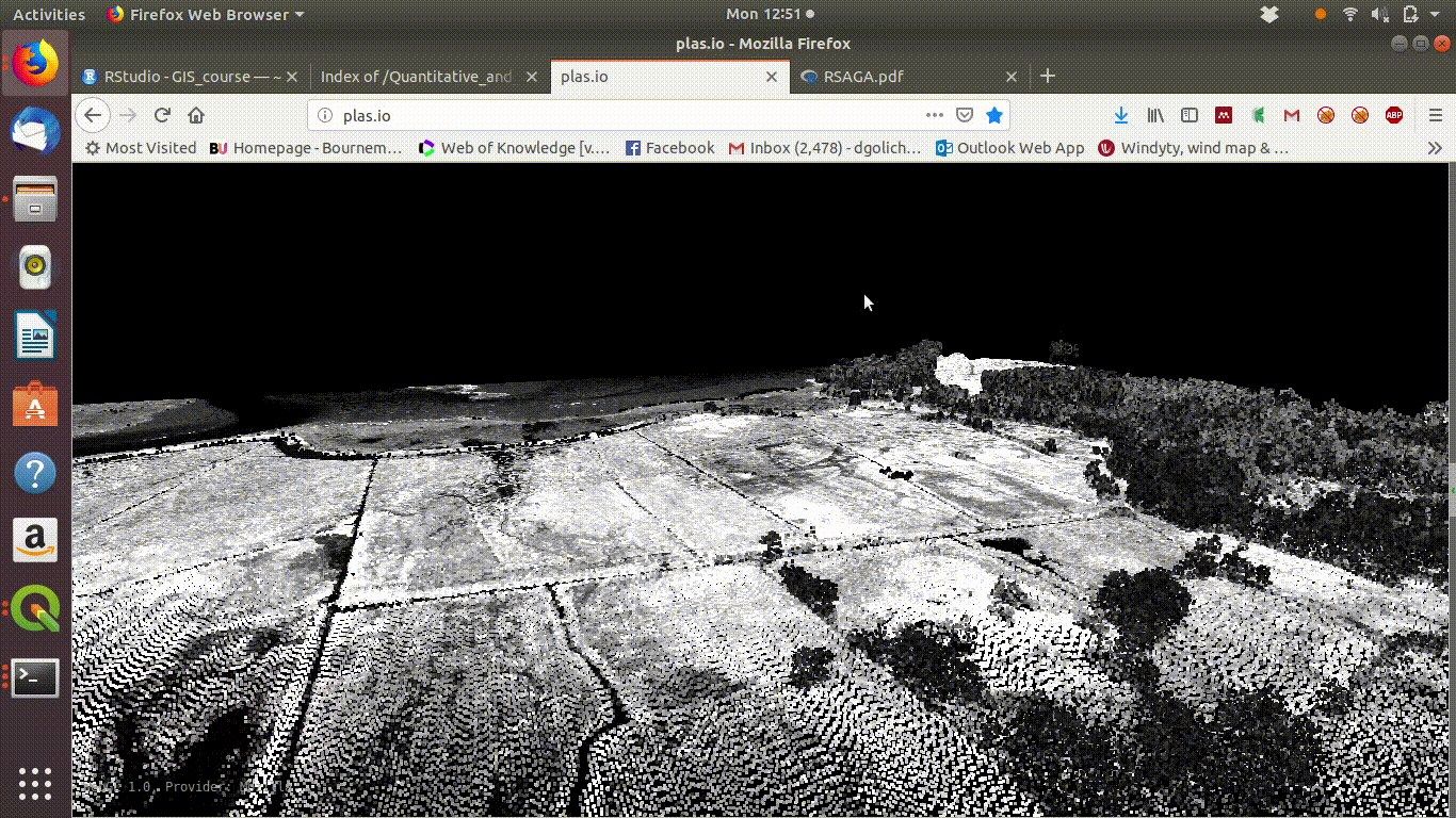 Visualising the Lidar point cloud for the Arne site using plas.io