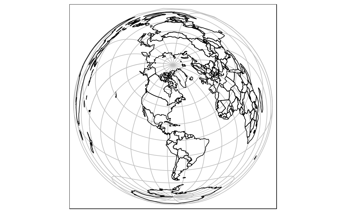 Lambert azimuthal equal-area projection of the world centered on New York City.